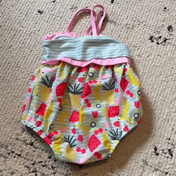 Cat & Jack baby girls size 6-9 months one piece swimsuit fruit stripes - Picture 1 of 3
